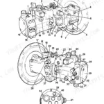 Bomag BW 212 D-3, BW 212 PD-3, BW 214 D-3, BW 214 PD-3 hydraulic pump connecting plan diagram with numbered component callouts.