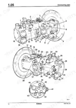 702dcca1-b-hydraulic-14 Bomag BW 212 D-3, BW 212 PD-3, BW 214 D-3, BW 214 PD-3 hydraulic pump connecting plan diagram with numbered component callouts.