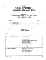 7111b6b6-b-troubleshooting-63 Ford 1910, 2110 engine troubleshooting table listing causes for low power and low cylinder compression issues.