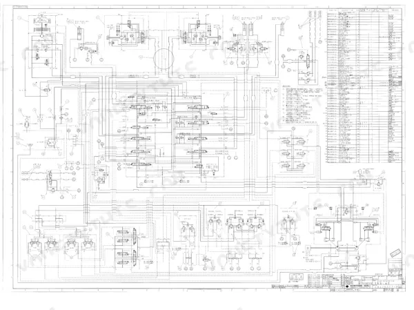 Link-belt 240LX hydraulic system schematic diagram with component parts list and pressure specifications