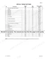 Link-belt 240LX special torque settings table for major components including travel motor, engine, and hydraulic pump.