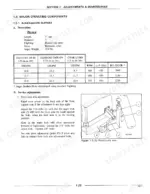 Flexi-coil 2320, 1720 auger physical specs, hydraulic performance table, and front lock arm adjustment procedure diagram.