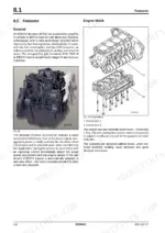 8f49bcff-b-engine-142 Bomag BF 300 C service training manual — engine features: Kubota engine photo and exploded engine block drawing with crankcases