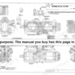 Link-belt 2800, 3400 hydraulic pump outline, structural, and development elevation diagrams with port specifications and mounting notes.
