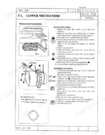 95a76964-b-procedures-109 Link-belt 2800, 3400 lower mechanism removal and installation procedures, travel motor diagrams, and bolt tightening order.