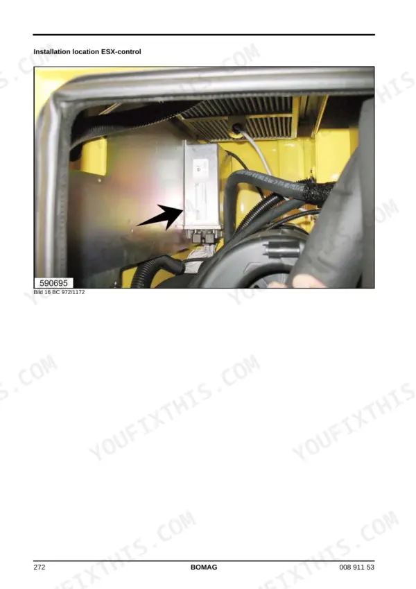 Bomag BC 672 RB-2, BC 772 RB-2, BC 772 RS-2, BC 672 EB-2, BC 772 EB-2 photo showing ESX-control unit installation location.