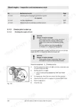 990fa36d-b-procedures-230 Bomag BW 161 ADO-5, BW 161 AC-5, BW 161 AD-5 engine oil level check procedure, maintenance table, and dipstick diagram.