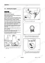 9d86c57c-b-operations-36 Bomag BW 24 RH, BW 27 RH, BW 24/27 RH manual page showing engine starting procedures, battery switch, and safety checks.