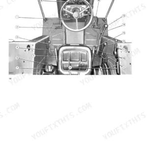 Fiat 70-90, 80-90 tractor operator station diagram showing numbered controls, pedals, and levers.