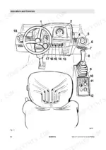 Bomag BW 211 D-40, BW 212 D-40, BW 213 D-40, BW 211 PD-40, BW 212 PD-40, BW 213 PD-40 operator station indicators and controls diagram.