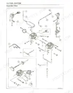 a4880b25-b-exploded-view-58 Kawasaki KVF700-A1, KVF700-B1, Prairie 700 4x4, KVF 700 4x4 fuel system exploded view diagram showing carburetor components and cables.