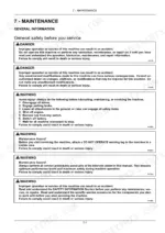 a4bb1e5a-b-safety-173 New Holland T4.65, T4.75 maintenance manual page detailing general safety procedures and warnings before servicing the tractor.