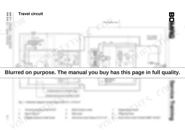 Bomag BW 211 D-4, BW 213 D-4, BW 216 D-4 hydraulic travel circuit diagram showing Sauer pumps, motors, and valves.