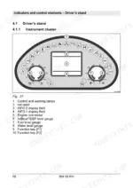 a5c634ef-b-controls-68 Bomag BW 28 RH instrument cluster diagram showing gauges, warning lamps, and display fields with numbered component legend.