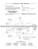 a820436d-b-hydraulic-11 Ford CL-20 hydraulic pump removal procedure and implement pump and cooling circuit diagram with component legend.