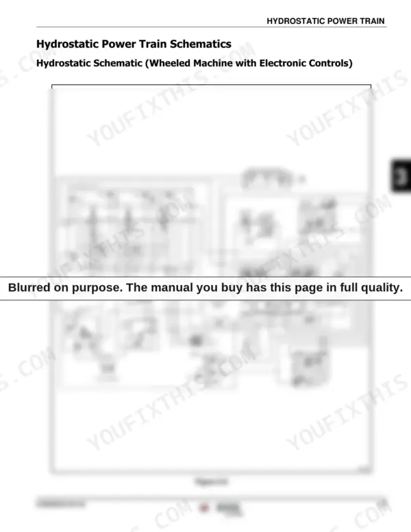 Wacker Neuson SW16, SW17, SW20, SW21, ST28, ST31 hydrostatic power train schematic for wheeled machines with electronic controls.
