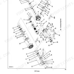 New Holland G5030, G5035 hydrostatic transmission PR pump exploded view diagram with numbered component parts list.