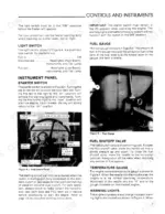 Ford 1900, 1700 manual page showing instrument panel, light switch, starter switch, fuel gauge, and fuel shutoff valve controls.