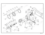 asv-2800-2810-posi-track-crawler-tractor-operator-and-service-manual-0308-382-drivetrain-parts-101.webp ASV 2800, 2810 exploded view diagram of the drive motor, hydraulic pump, and mounting frame assembly with numbered parts.