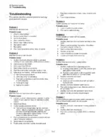 ASV RC-30 service manual troubleshooting page listing problems 1-7 for engine, hydraulics, and auxiliary flow issues.