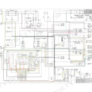 ASV SC-50 electrical schematic showing main harness, auxiliary harnesses, engine, joystick controller, and lighting circuits.