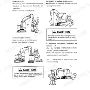 Link-Belt LS-2800CII inspection and maintenance safety procedures, including fire prevention and machine operation cautions.