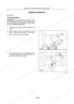 b2ff18d3-b-procedures-63 New Holland MC22, MC28, MC35 engine removal procedure, showing engine cover bolts and radiator petcock drainage diagrams.