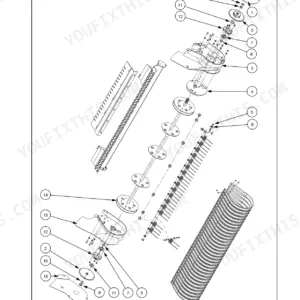 New Holland Roll Baler 135 Ultra exploded view diagram of the product feeding pickup assembly with numbered components.