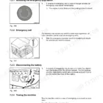 Bomag BC 672 RB-4, BC 772 RB-4, BC 772 RS-4, BC 772 EB-4 emergency procedures for stop switch, cabin exit, and battery disconnect.