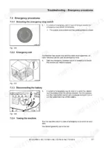 b561336d-b2-troubleshooting-577 Bomag BC 672 RB-4, BC 772 RB-4, BC 772 RS-4, BC 772 EB-4 emergency procedures for stop switch, cabin exit, and battery disconnect.