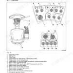 Bomag BW 202 AD-5 operator stand controls diagram showing switches, travel lever, and instrument cluster layout.