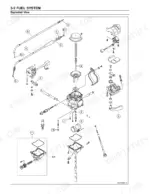 b988ad4c-b-exploded-view-50 Kawasaki Prairie 360 (KVF360) fuel system exploded view diagram showing carburetor components and throttle cables.