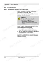 bca96499-b-operations-112 Bomag BW 120 AC-5 travel operation safety notes, slope driving warnings, and gradient limitations for safe machine operation.