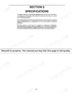 bccc60d6-b-specs-257 New Holland 8670, 8770, 8870, 8970 Section 5 Specifications introduction page with general disclaimer text.