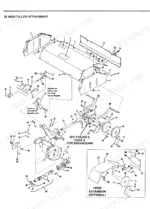 bolens-18322-tiller-attachment-parts-catalog-p-553542-chassis-parts-2.webp Bolens 18322 exploded view of 33-inch tiller attachment, including gear drive, hydrostatic model components, and 18320 extension kit.