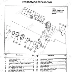 Bolens DuraTrac 5117H-5120H hydrostatic drive train exploded view parts diagram and list.