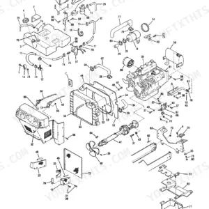 Bolens 5117H DuraTrac engine assembly exploded view showing radiator, fuel tank, cooling fan, and engine components.