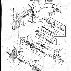 Bolens 5118HS, 5120H exploded view of the hydro and transaxle assembly showing internal gears, shafts, and hydraulic lines.