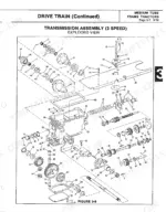 bolens-600-to-1656-medium-tube-frame-tractors-service-and-repair-manual-552875-1-drivetrain-parts-44.webp Bolens 600-1656 tractors: Exploded view diagram of the 3-speed transmission assembly showing gears, shafts, and housing components.
