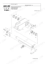Bomag BF 300 C S340 TV exploded view of hydraulic screed extensions l.h. assembly with numbered components.