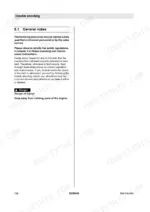 bomag-bm-2000-60-cold-milling-machine-operator-manual-008-060-61-troubleshooting-168.webp Bomag BM 2000/60 troubleshooting section page 168, detailing general notes and safety warnings for engine maintenance.