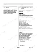bomag-bw-174-ap-4-tandem-vibratory-roller-operator-manual-008-064-01-operations-42.webp Bomag BW 174 AP-4 operation manual page detailing pre-operation inspection tests and daily safety checks for the roller.
