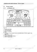 bomag-bw-174-apo-4i-tandem-vibratory-roller-operator-manual-008-202-87-en-controls-72.webp Bomag BW 174 APO-4i LC-Display unit diagram showing engine rpm, fuel, water, speed, and asphalt temperature indicators.