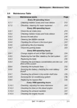 bomag-bw-174-apo-4i-tandem-vibratory-roller-operator-manual-008-202-87-en-maintenance-211.webp Bomag BW 174 APO-4i maintenance table listing service intervals from 50 to 1000 operating hours and corresponding page numbers.