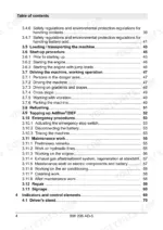 Bomag BW 206 AD-5 operator manual table of contents page 4 covering operation, maintenance, and emergency procedures.