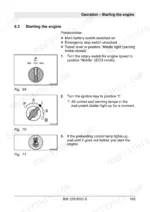 bomag-bw-226-bvc-5-single-drum-roller-operator-manual-008-201-76-en-operations-105.webp Bomag BW 226 BVC-5 engine starting procedure showing engine speed switch, ignition key positions, and preheating indicator lamp.