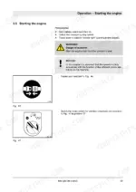 Bomag BW 226 DH-4i BVC engine starting procedure, seat belt icon, and vibration amplitude rotary switch settings.