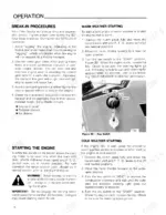 c22b0550-b-operations-16 Ford 1920 operator manual page showing break-in procedures, warm and cold weather engine starting steps, and key switch diagram.