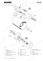 Bomag BW 75 AD, BW 75 ADL, BW 90 ADL exploded view of the drum assembly, showing hydraulic motor, eccentric shaft, and bearings.