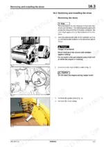 c2ebd7f7-b-procedures-571 Bomag BW 154 AD-4 AM service manual page showing procedures for removing and installing the drum, including battery switch and guard.